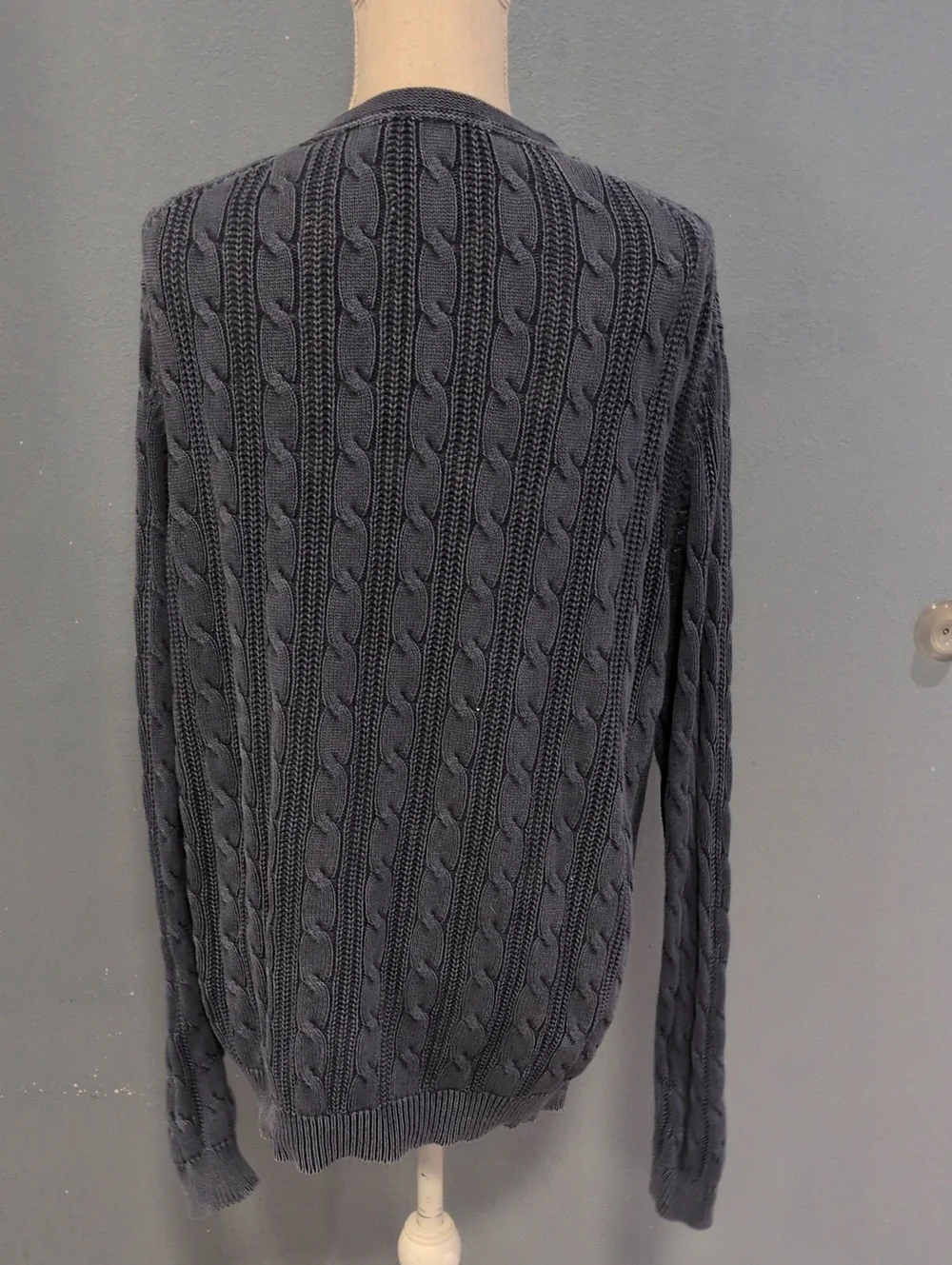 Tommy Bahama Jeans Cable Knit 100% Cotton Crewneck Chunky Sweater Fisherman